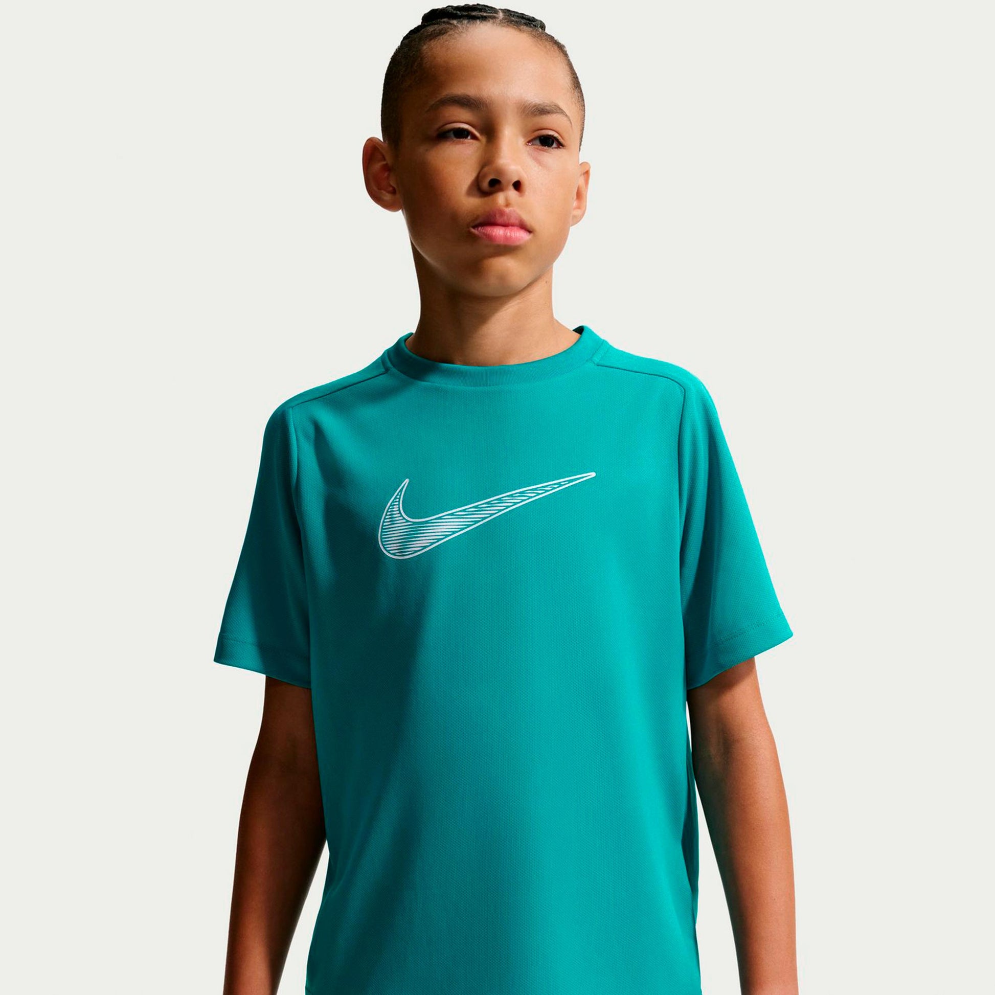 Nike Dri-Fit Multi  T-shirt Barn - petrol, vit