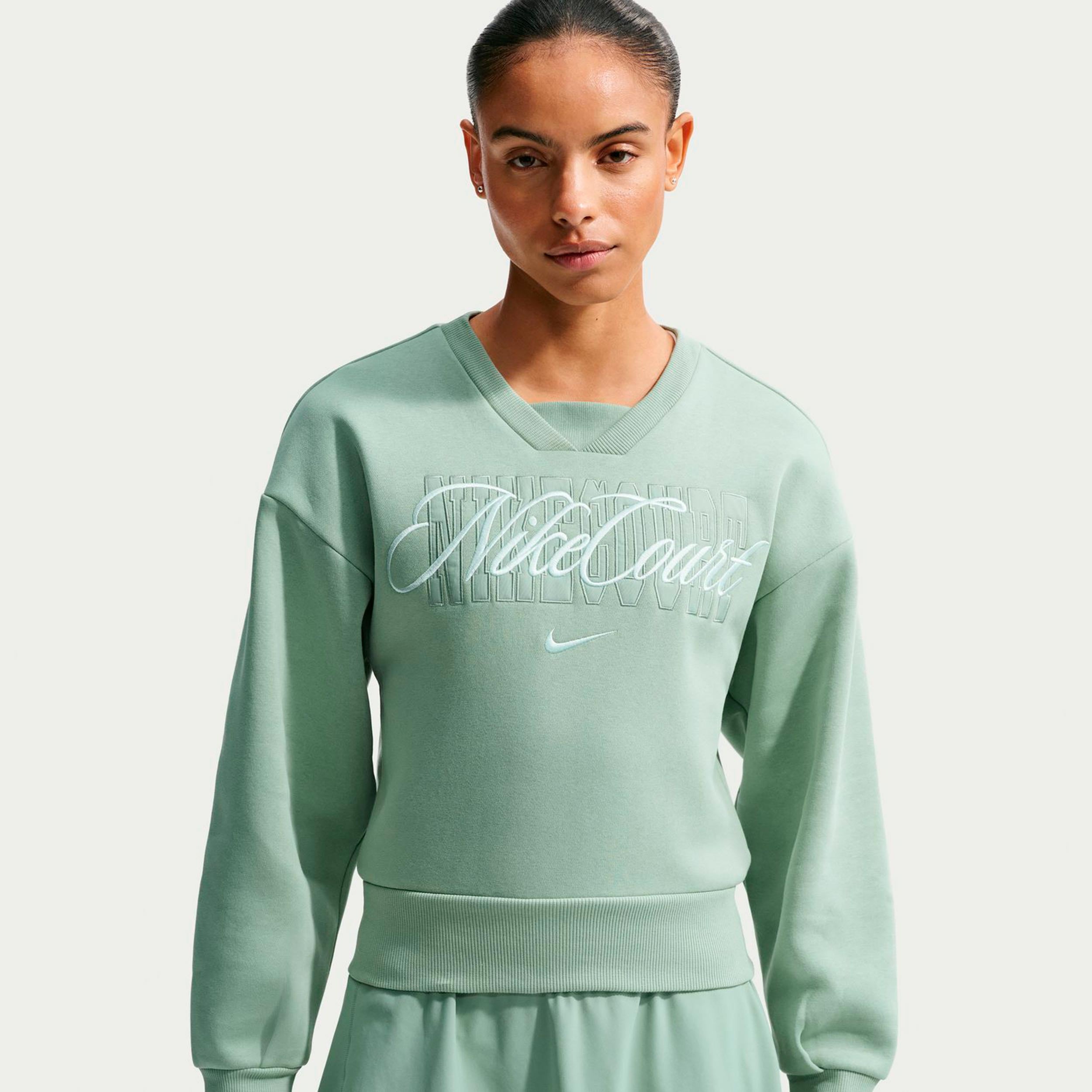 Nike Court Fleece Crew Tröja Damer - grågrön, grön