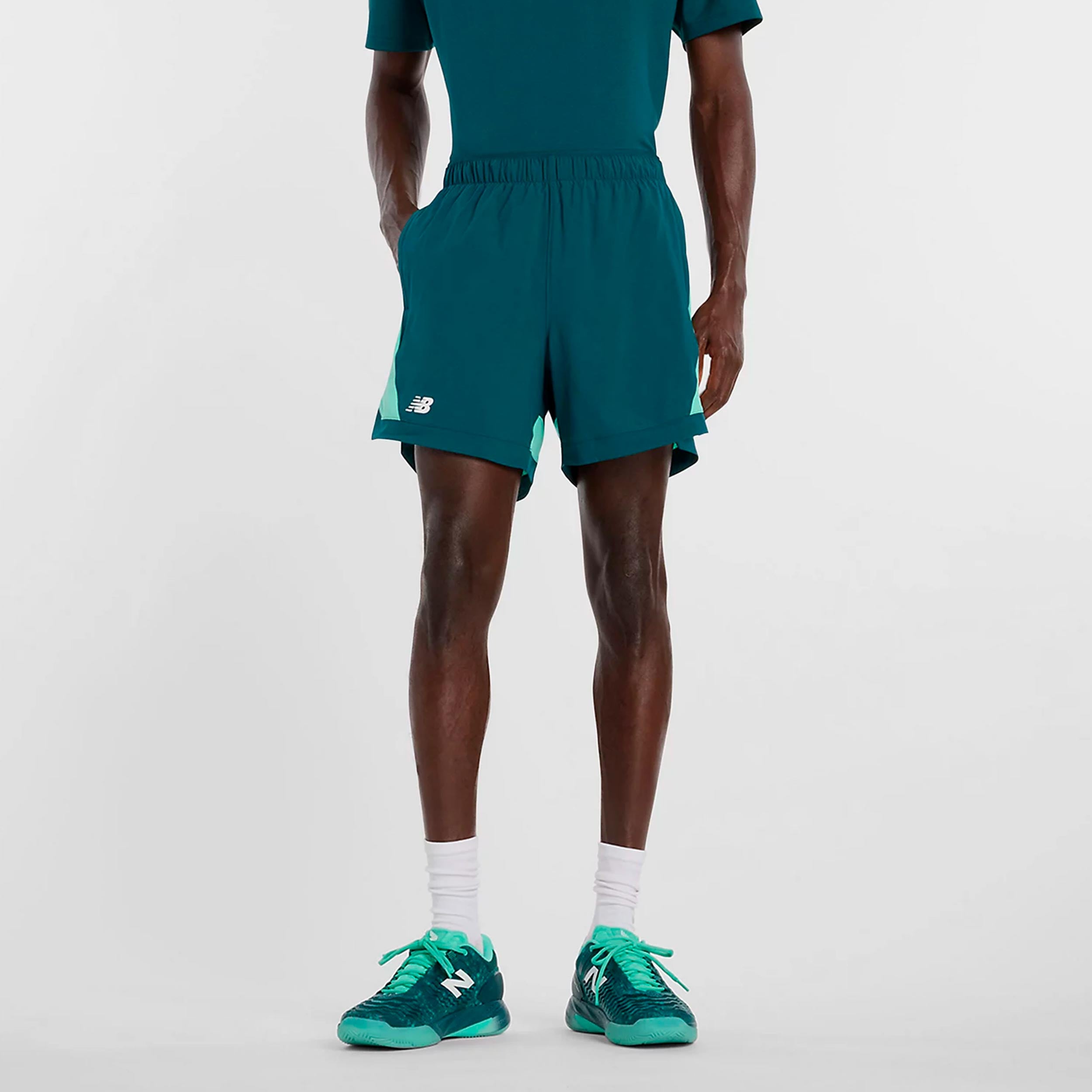 New Balance Tournament Novelty Shorts Herrar-petrol, vit