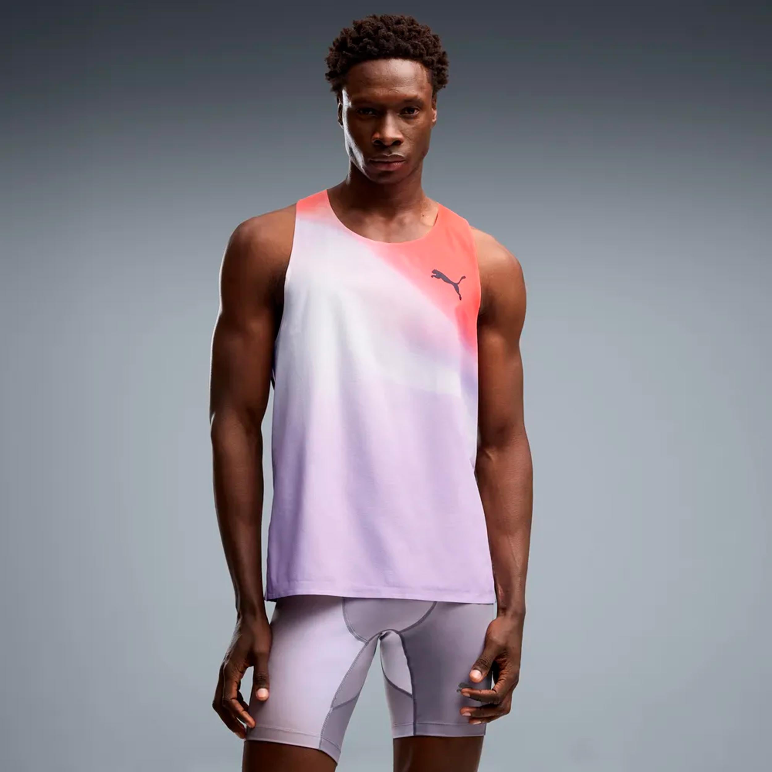 Puma Lightspeed Ultraweave Graphic  Löpartröja Herrar - ljusgrå, orange