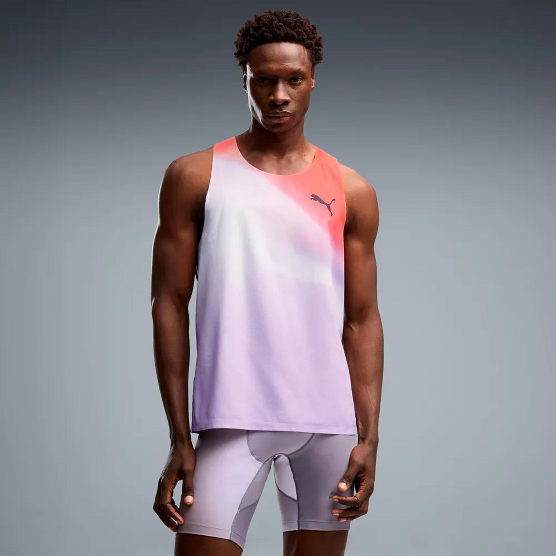 Puma Lightspeed Ultraweave Graphic  Löpartröja Herrar - ljusgrå, orange
