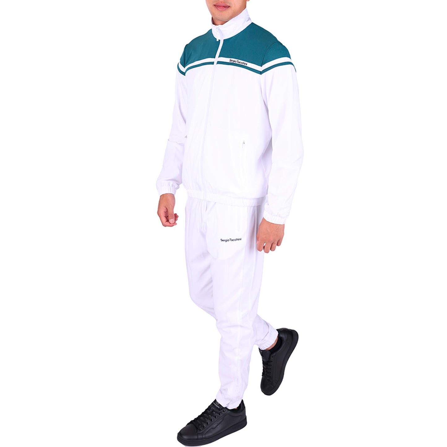 Sergio Tacchini Riflesso Träningsoverall Herrar - vit, petrol