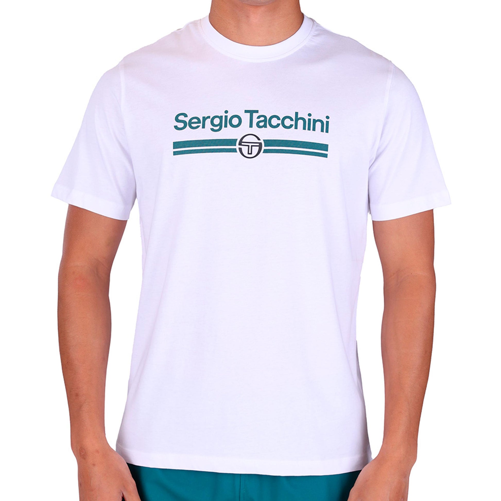 Sergio Tacchini Marchio Co T-shirt Herrar - vit, petrol