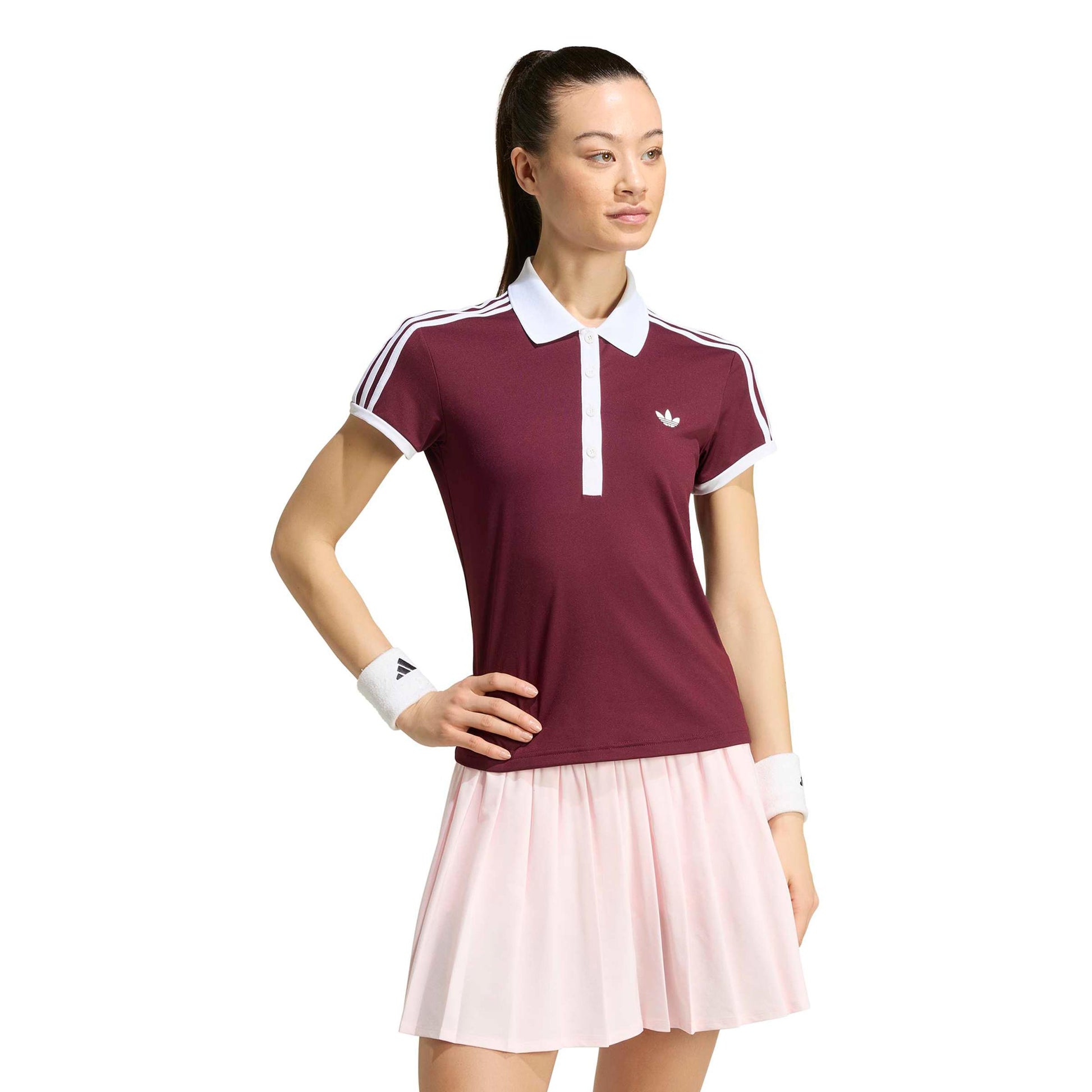 adidas Classics Polo Damer - rött vin, vit