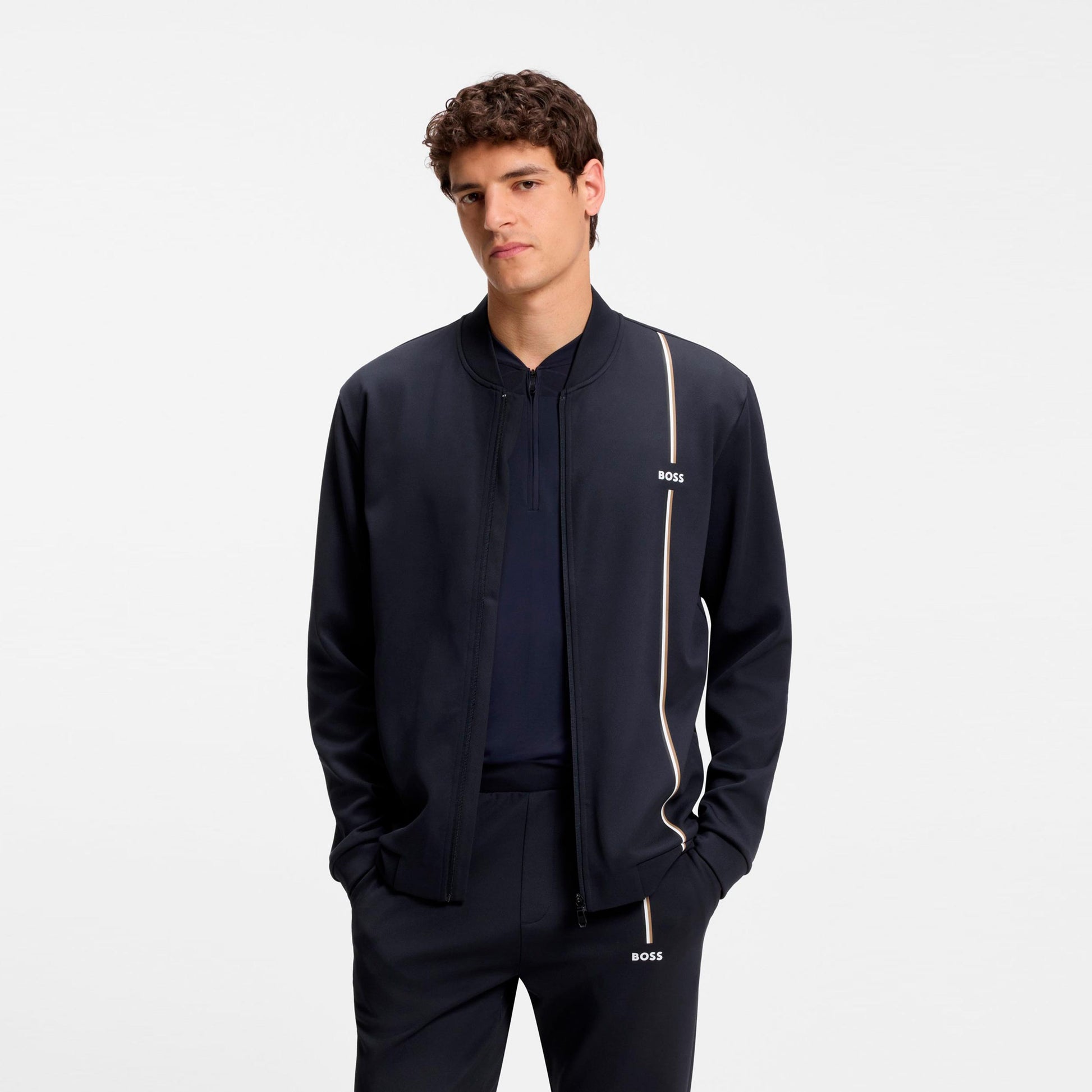 BOSS Game Full Zip Sweat-jacka Herrar - mörkblå