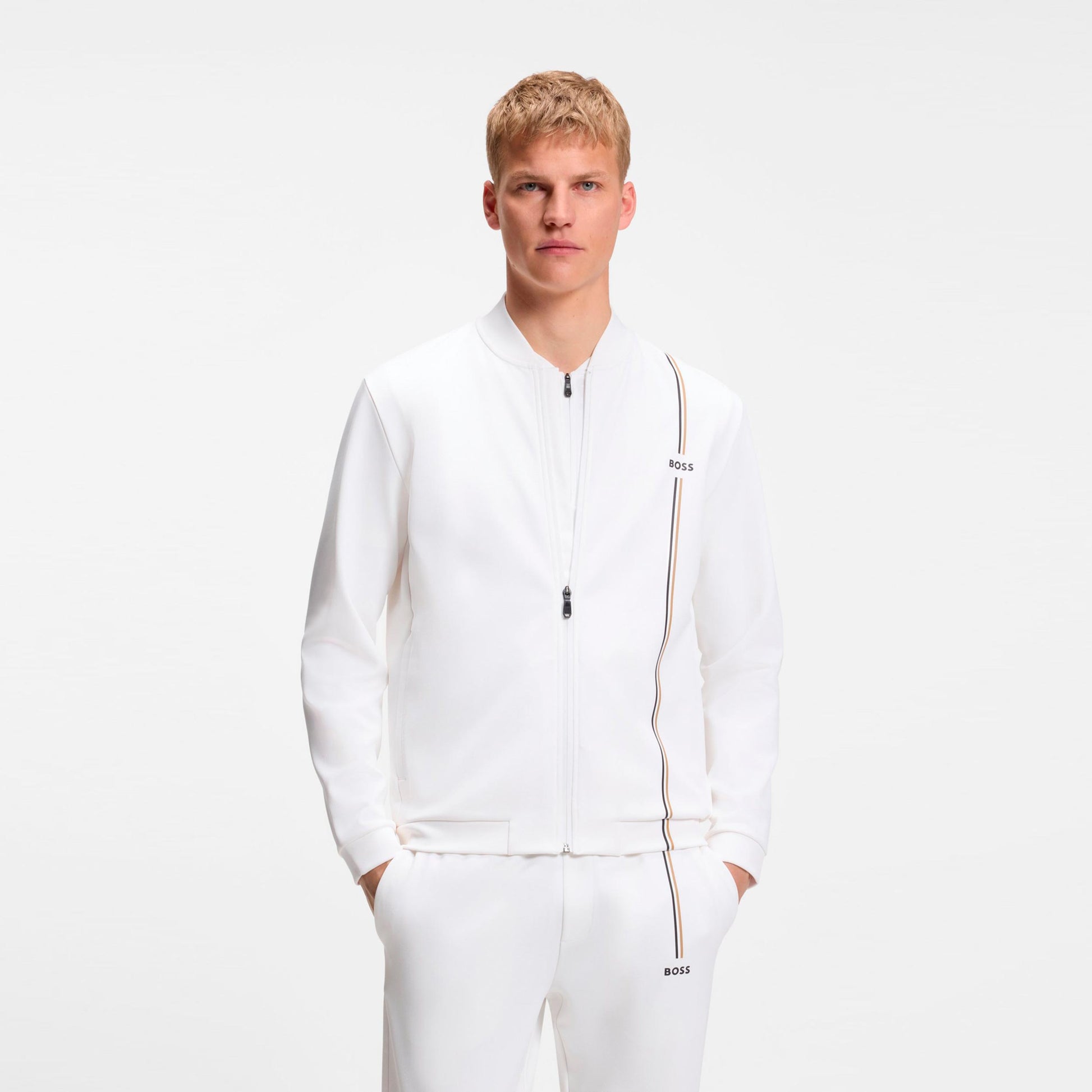 BOSS Game Full Zip Sweat-jacka Herrar - vit