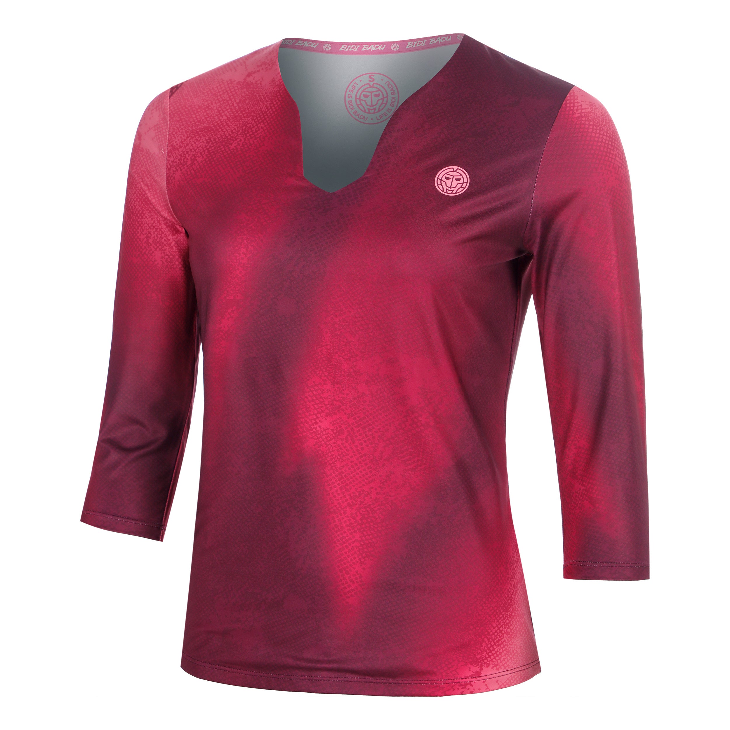 BIDI BADU Freeze Out V-Neck Printed  Långärmat Damer - mörkröd