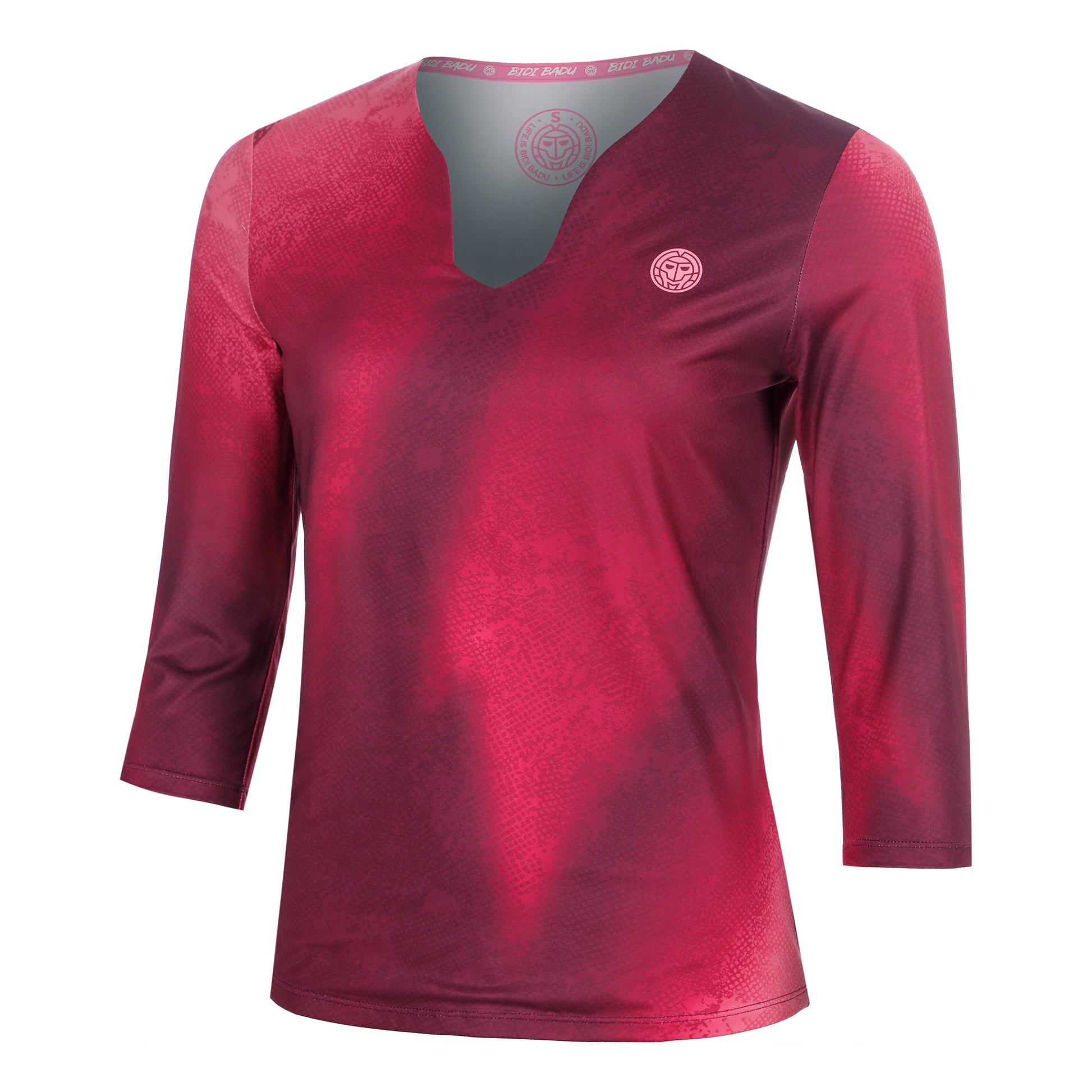 BIDI BADU Freeze Out V-Neck Printed  Långärmat Damer - mörkröd