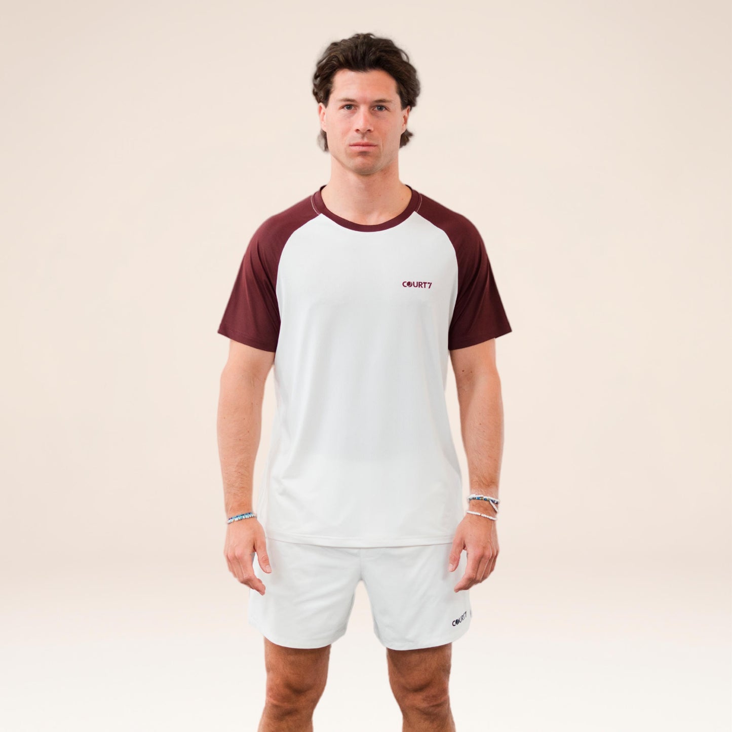 COURT7 Performance Raglan Contrast T-shirt Herrar - offwhite, röd