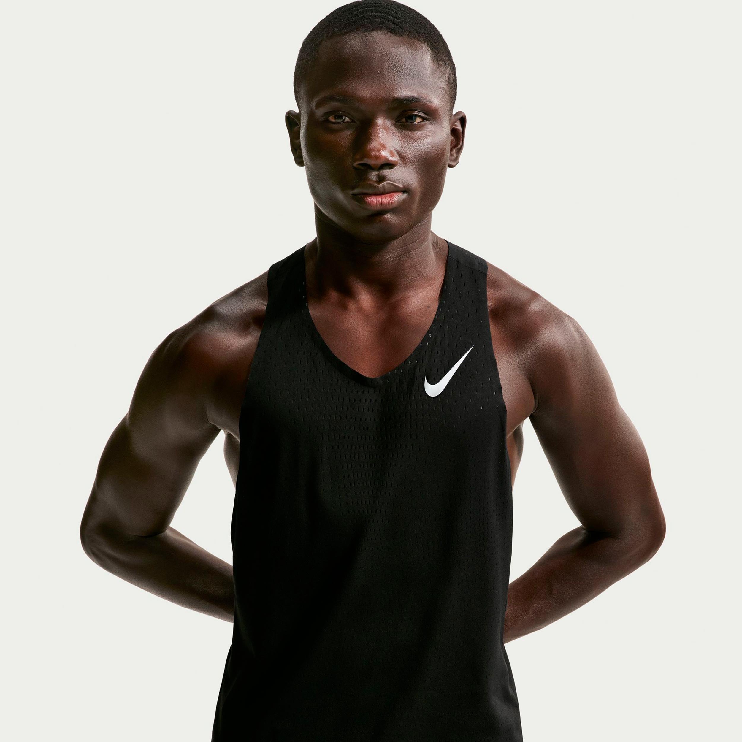 Nike AeroSwift Löpartröja Herrar - svart, vit