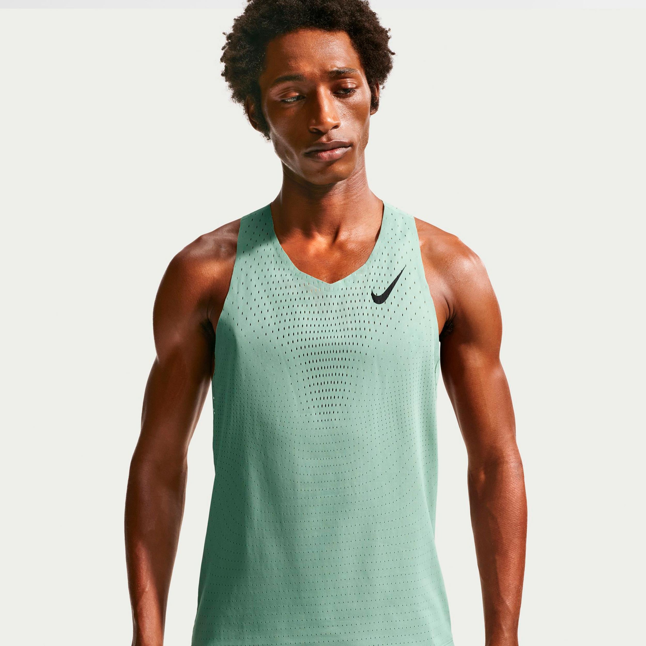 Nike AeroSwift Löpartröja Herrar - oliv, svart
