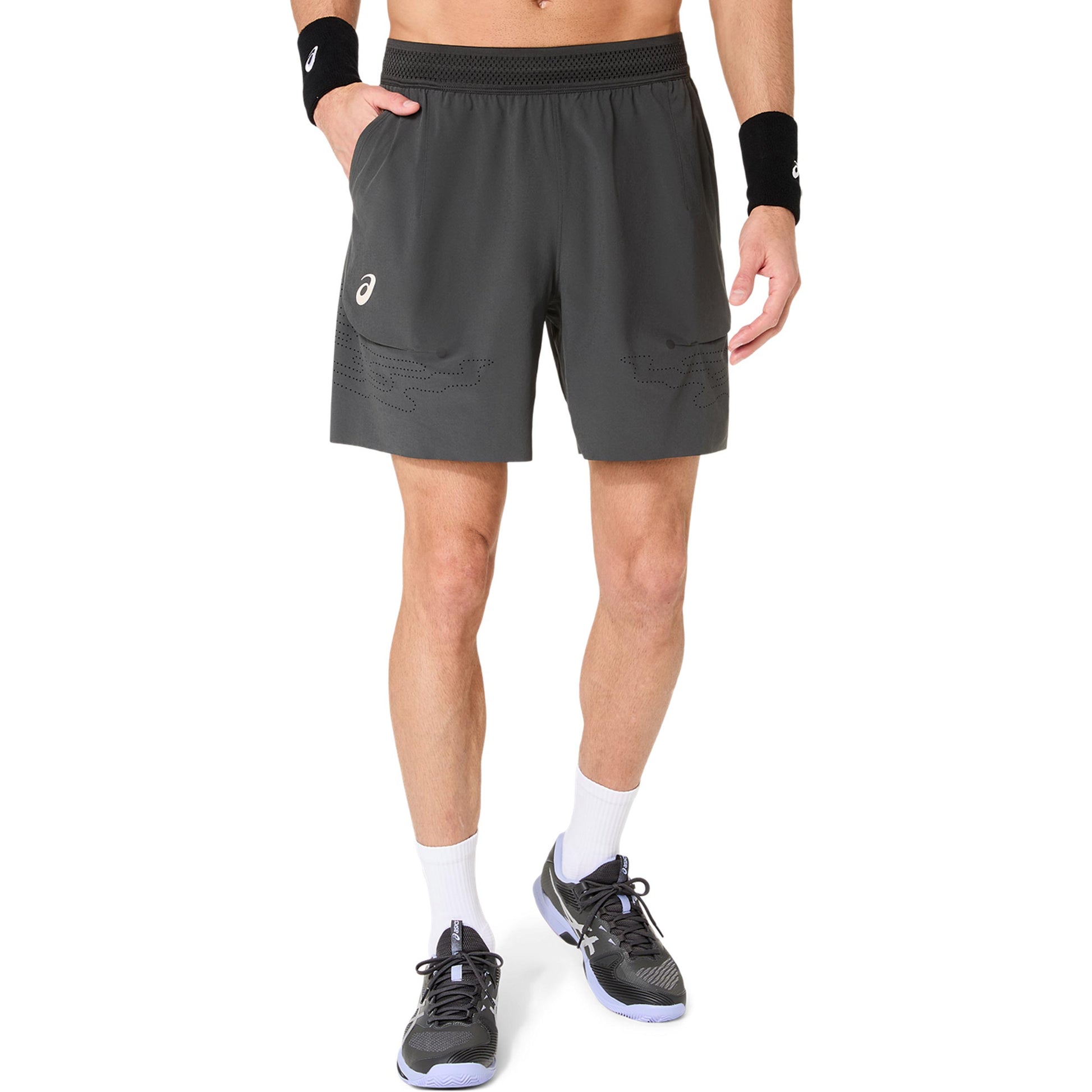 ASICS Match Laser Cut 7in Shorts Herrar - mörkgrå, mörkblå