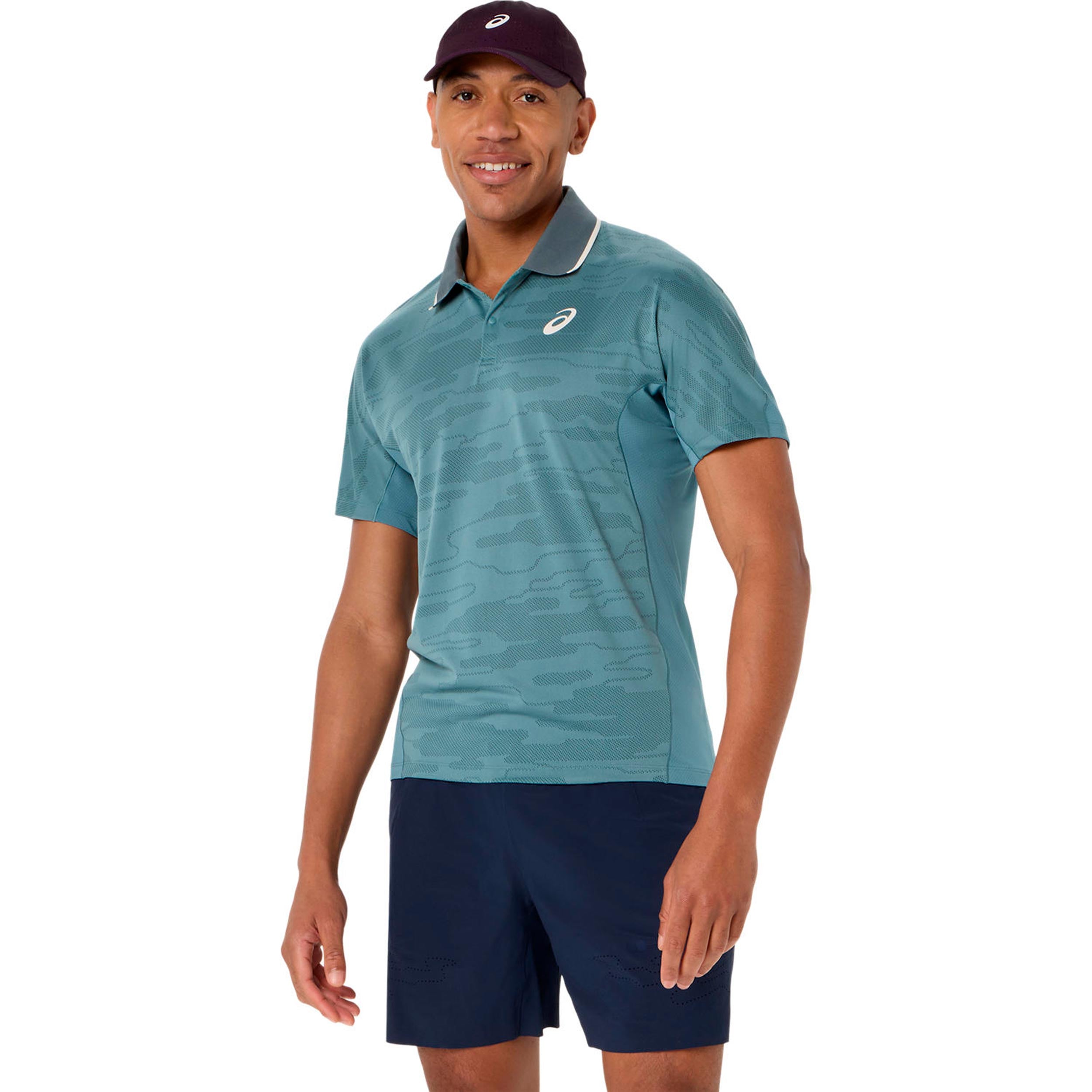 ASICS Match Jacquard Polo Herrar - petrol, grå