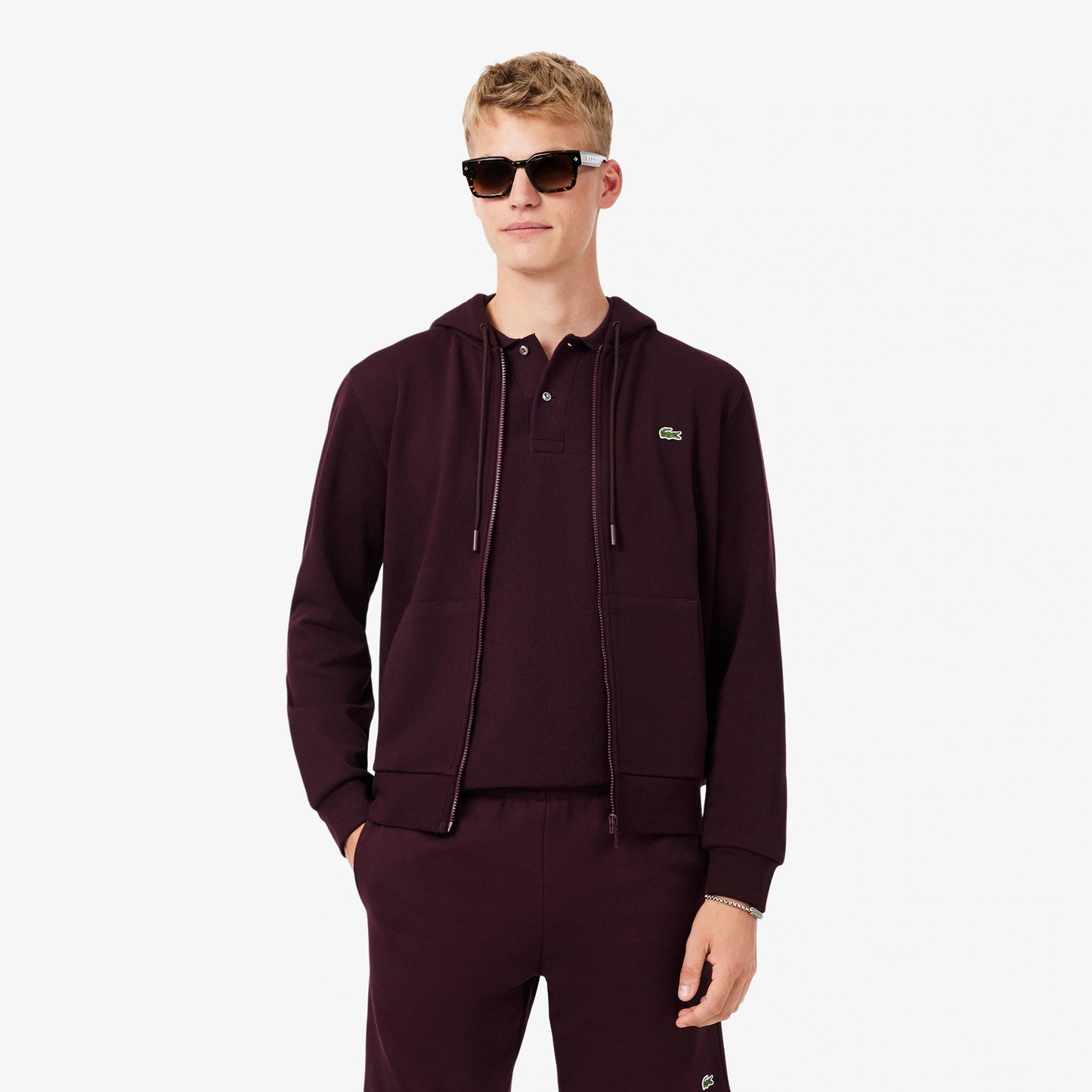 Lacoste Sweat-jacka Herrar - mörkröd