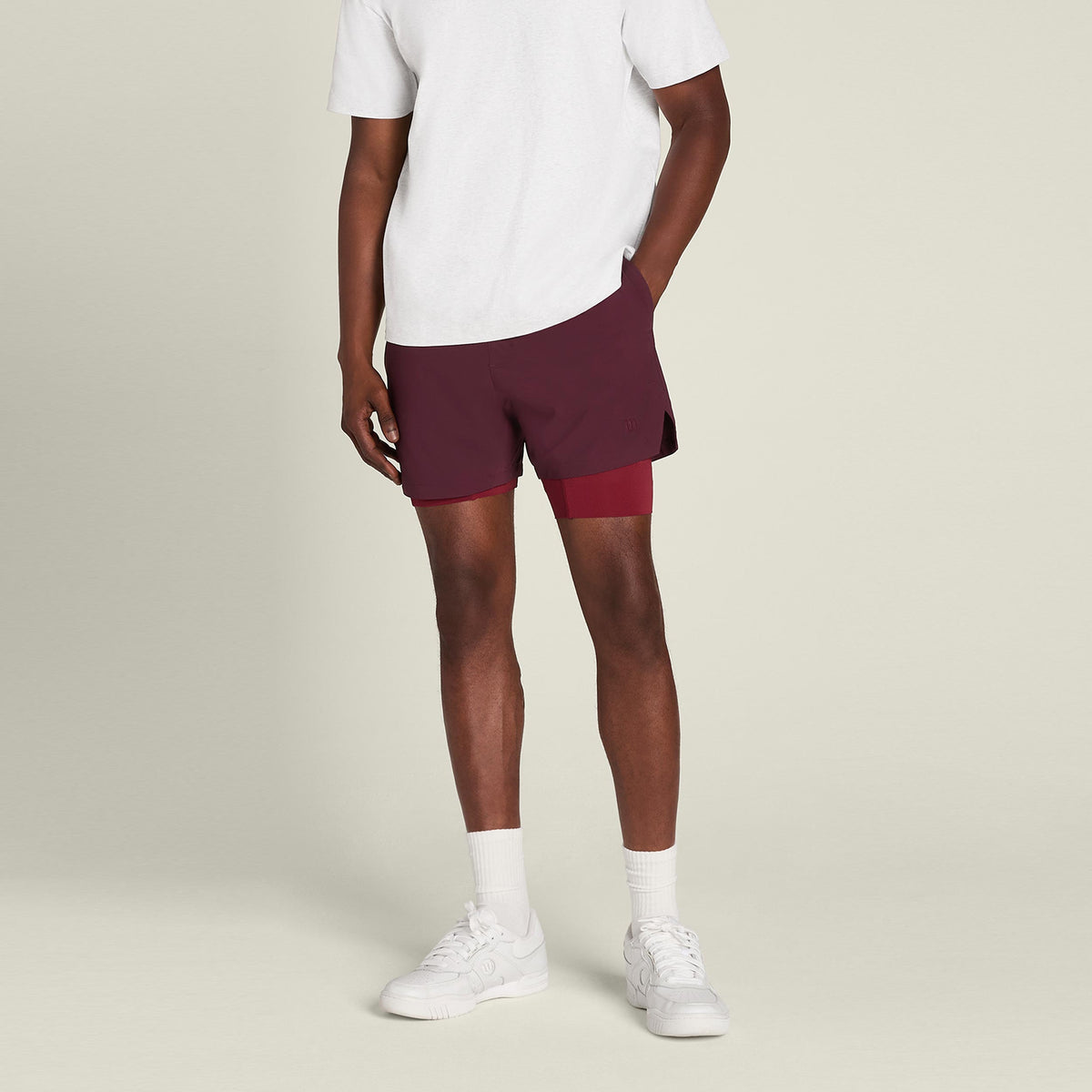Wilson Set Point 7in Lined Shorts Herrar - lila, mörkröd