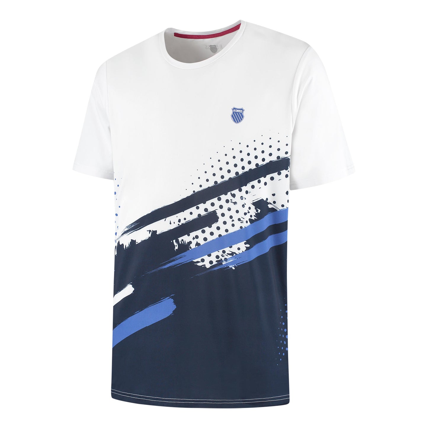 K-Swiss Hypercourt Print Crew Stripe T-shirt Herrar - vit, mörkblå