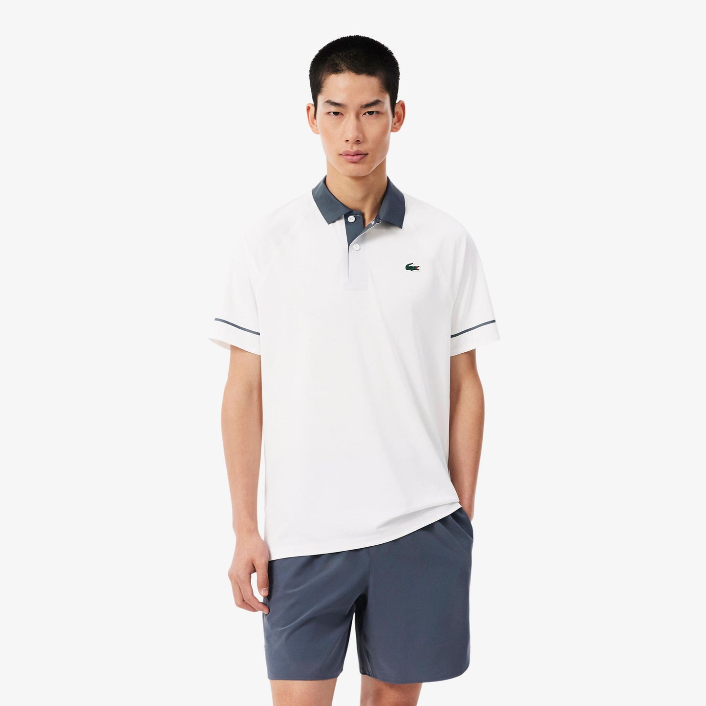 Lacoste Polo Herrar - vit, gråblå