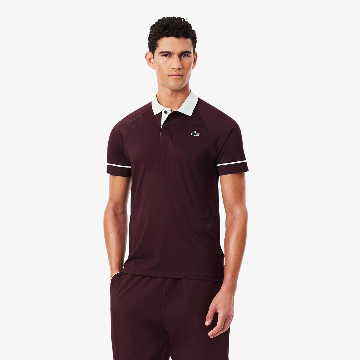 Lacoste Polo Herrar - rött vin, vit