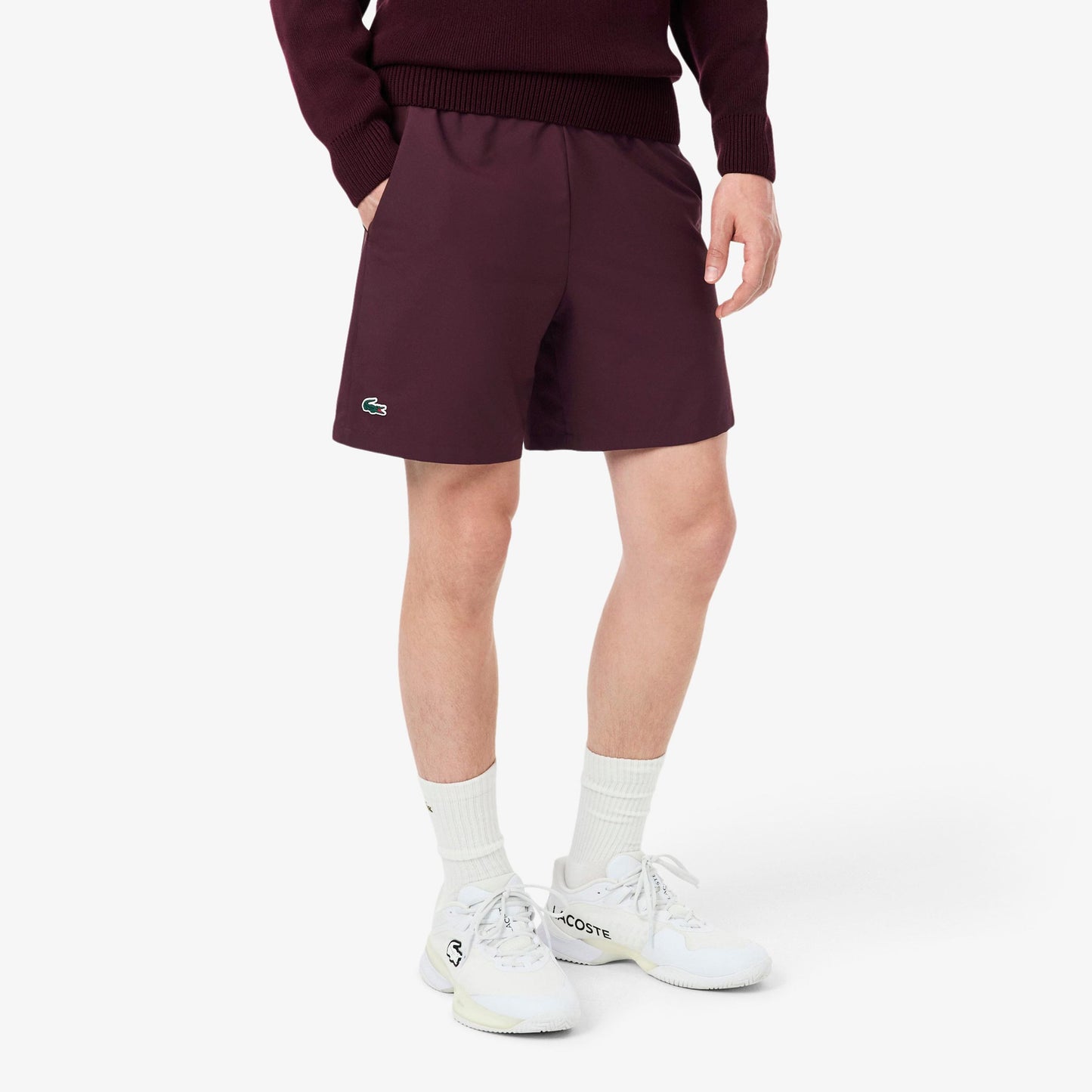 Lacoste Shorts Herrar - mörkröd, vit