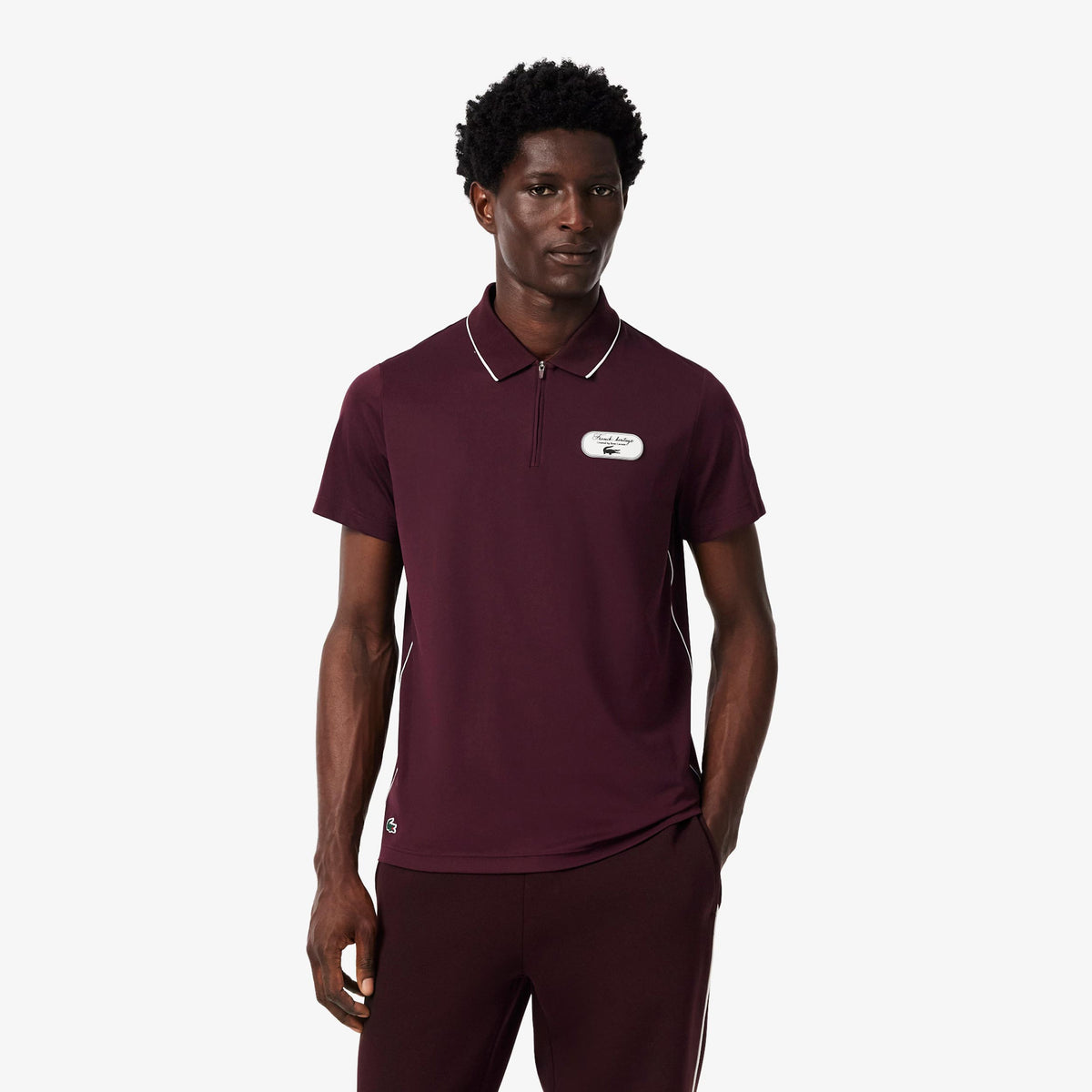 Lacoste Polo Herrar - mörkröd, vit