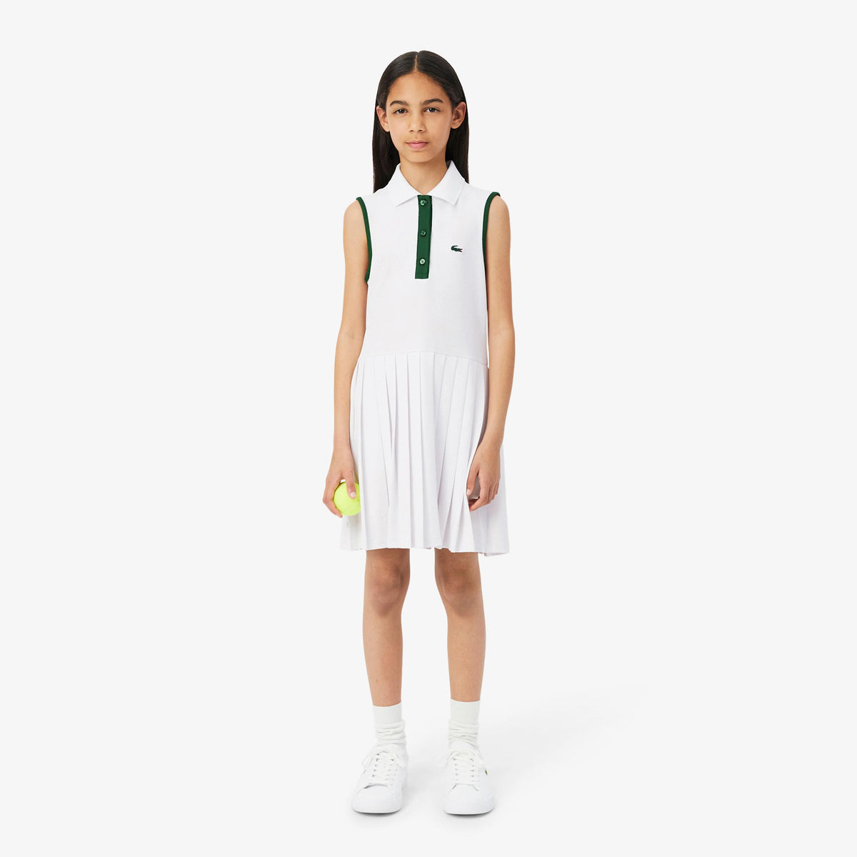 Lacoste Klänning Flickor - vit, mörkgrön