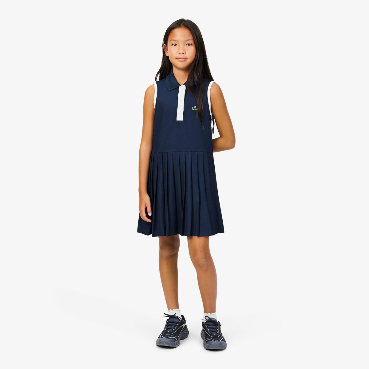 Lacoste Klänning Flickor - mörkblå, vit