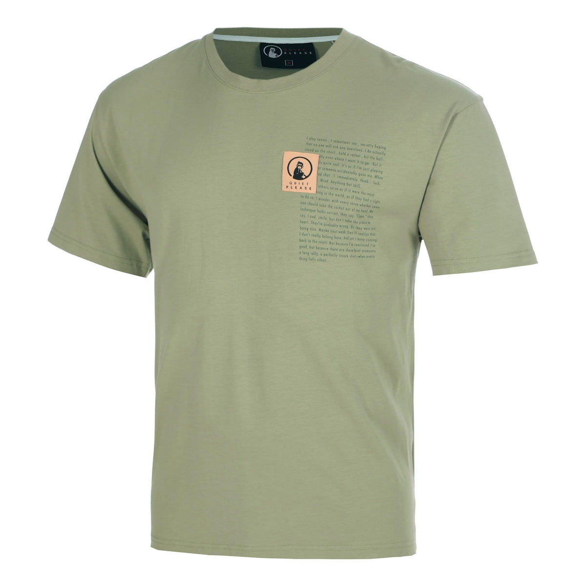 Quiet Please Thoughts Patch Loose Fit T-shirt Herrar - kaki