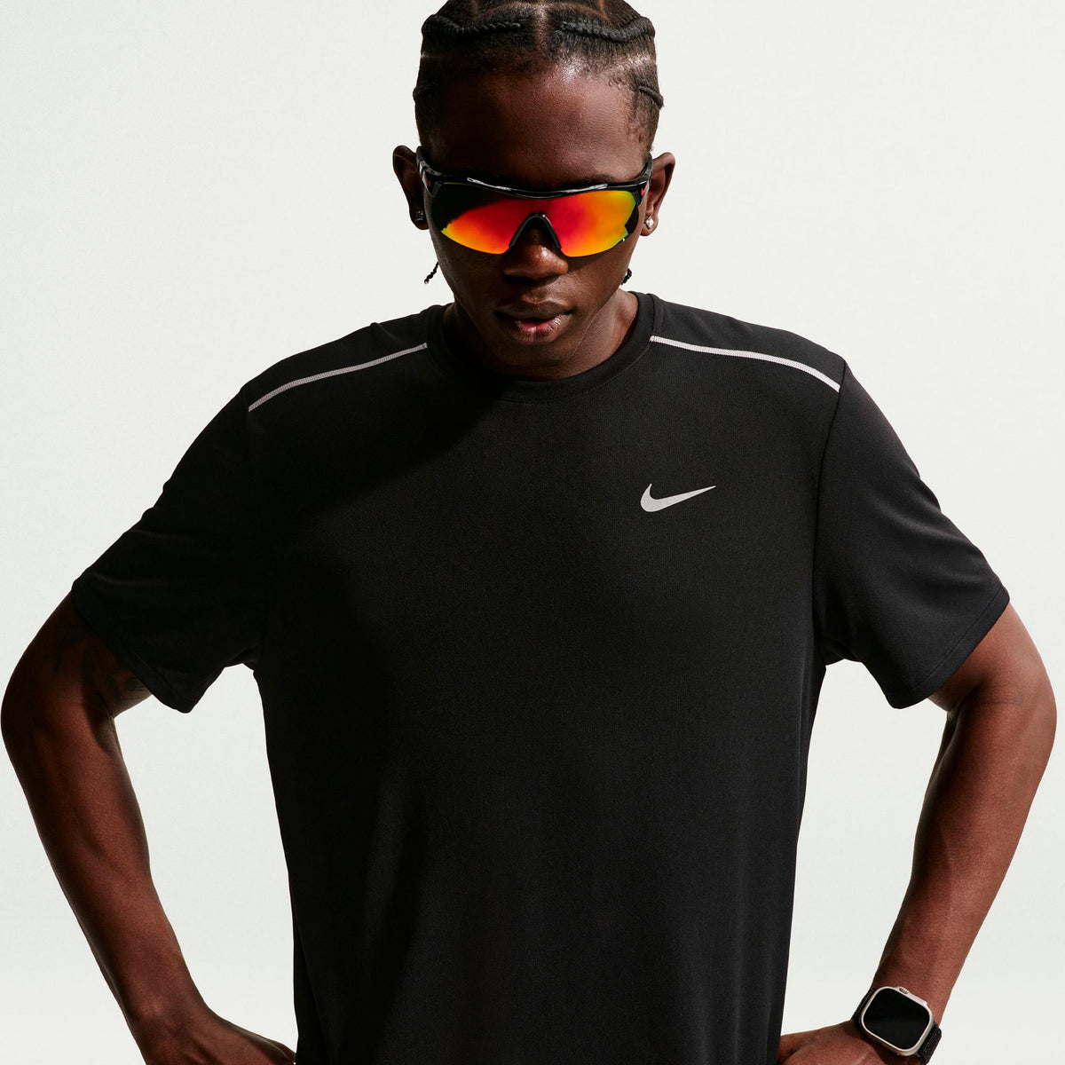 Nike Miler  Löpartröja Herrar - svart, silver