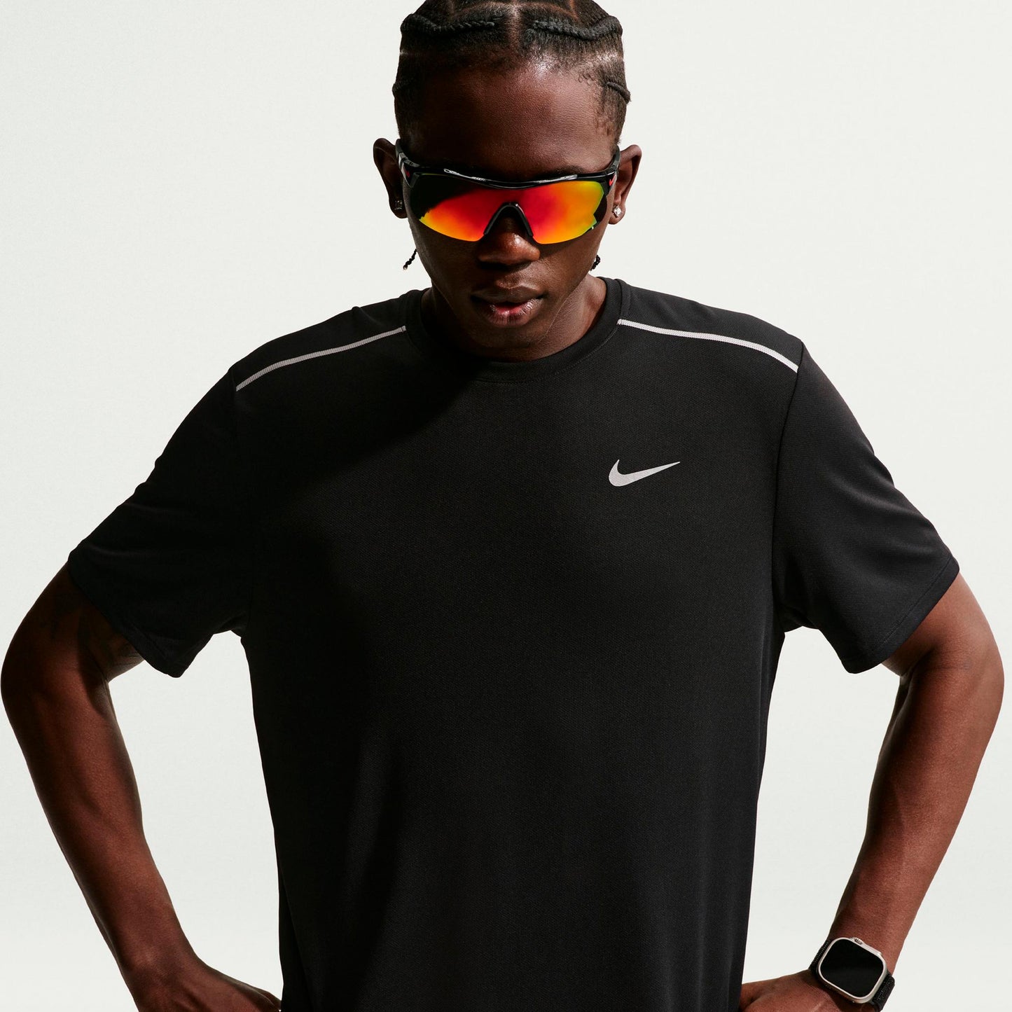 Nike Miler  Löpartröja Herrar - svart, silver