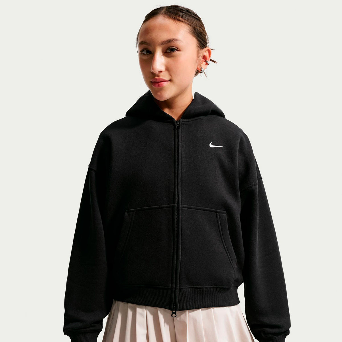 Nike Oversized Fleece Full-Zip Sweat-jacka Flickor - svart