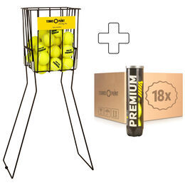 Premium Tennisball 18x 4er plus Ballkorb