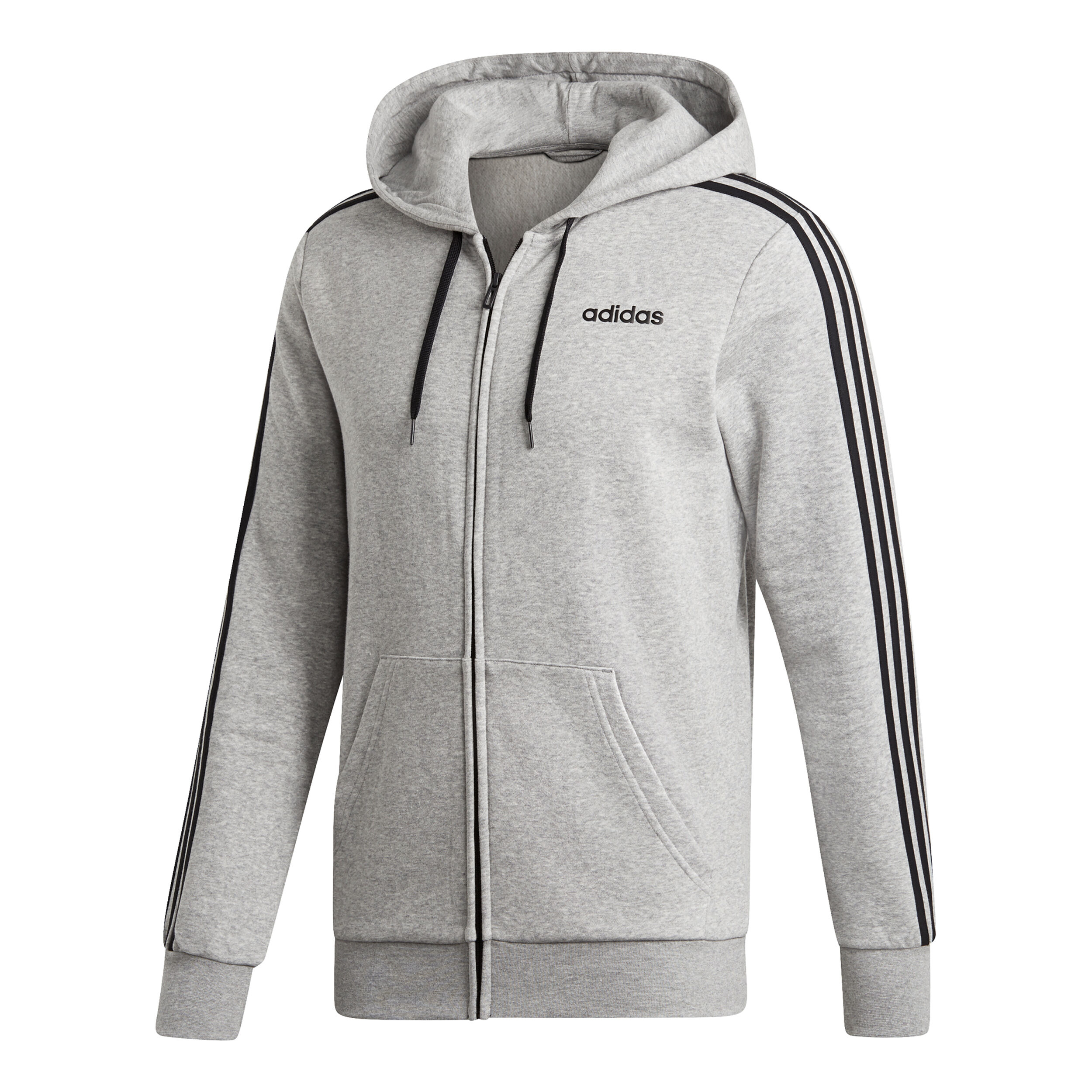 adidas Essentials 3 Stripes Sweat jacka Herrar Ljusgrå Essentials 3 stripes Huvtröja Överdelar Köp online på