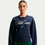 Nike Tr&ouml;ja Nike Court Fleece Crew Tr&ouml;ja Damer-m&ouml;rkbl&aring;, creme