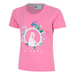 Quiet Please T-shirt Quiet Please Joy Flower Logo T-shirt Damer-pink, vit