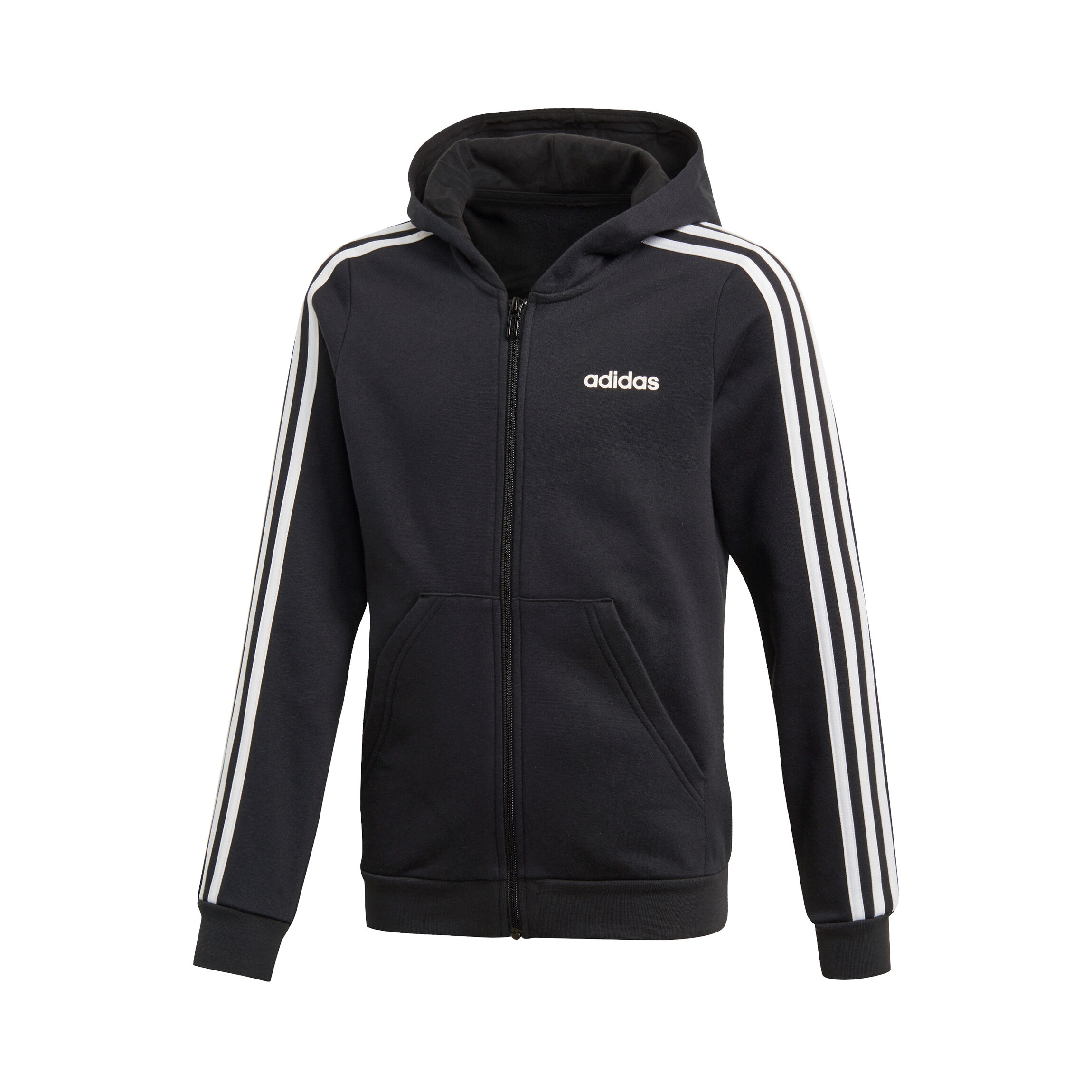 adidas Essentials 3 Stripes Sweat jacka Flickor Svart, Vit Essentials 3 stripes Huvtröja Överdelar Köp online på