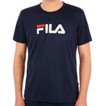 Fila Kläder Fila Logo T-shirt Herrar - mörkblå, vit