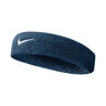Swoosh Pannband Unisex - mörkblå, vit