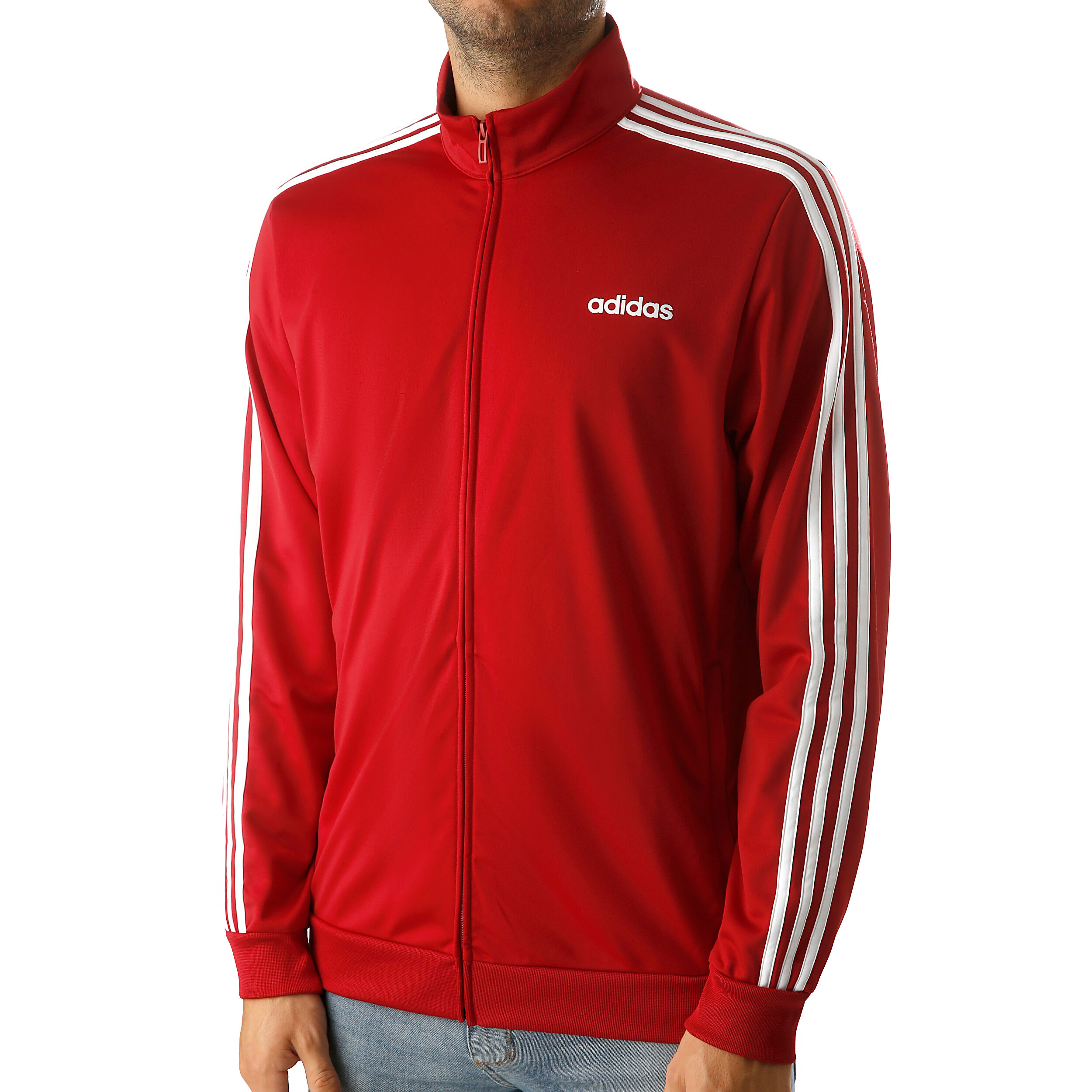 adidas Essentials 3 Stripes Tricot Träningsjacka Herrar adidas Essentials 3 Stripes Tricot Track Jacket Burgundy